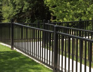 Handrails along walkway