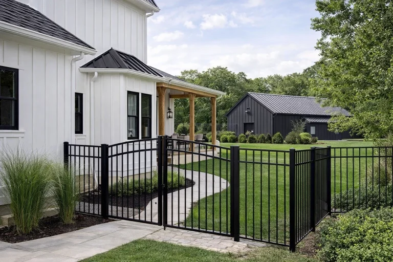Aluminium gate in modern backyard