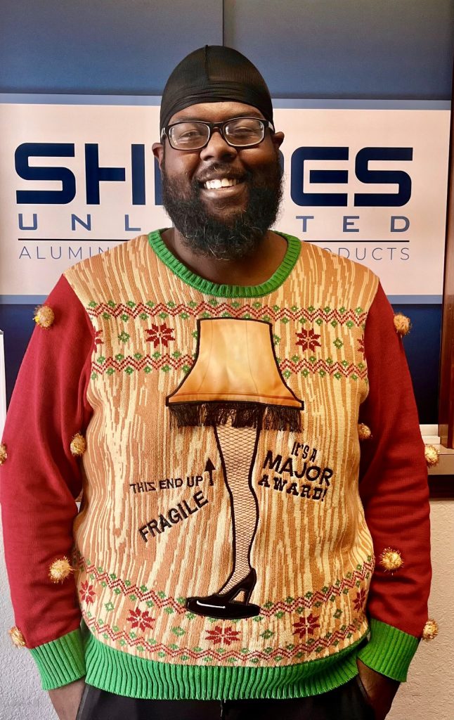 Photo from SHAPES Unlimited: SHAPES Holiday Ugly Sweater Contest and Winner Trevon Johnson